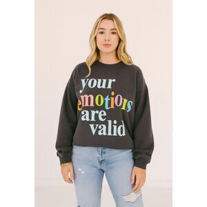 The Mayfair Group Gray Your Emotions Are Valid Sweatshirt Top  Women's Size XS
